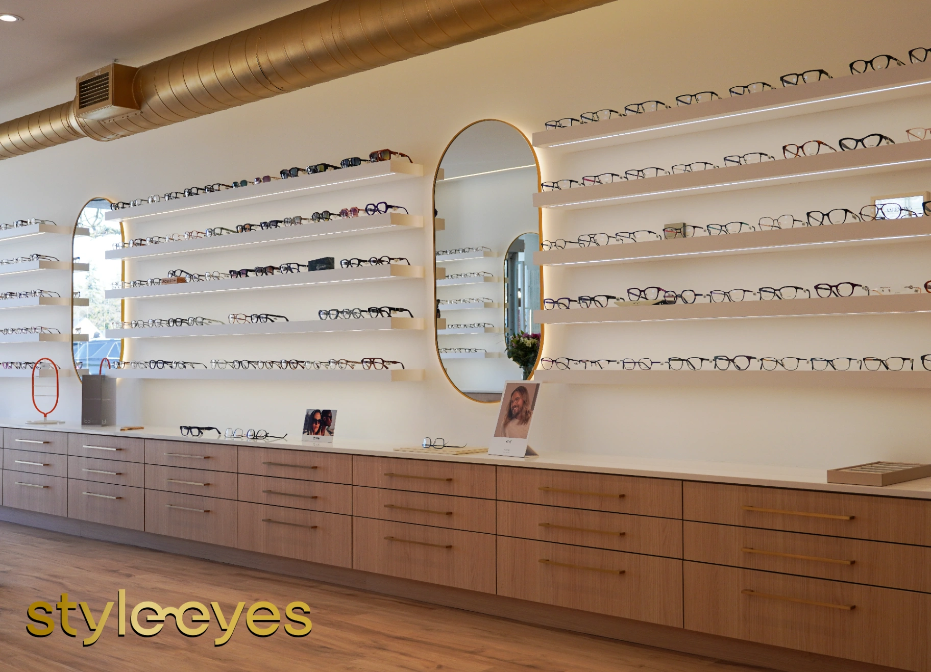 Style Eyes showroom in downtown Burlington featuring curated designer eyewear displays
