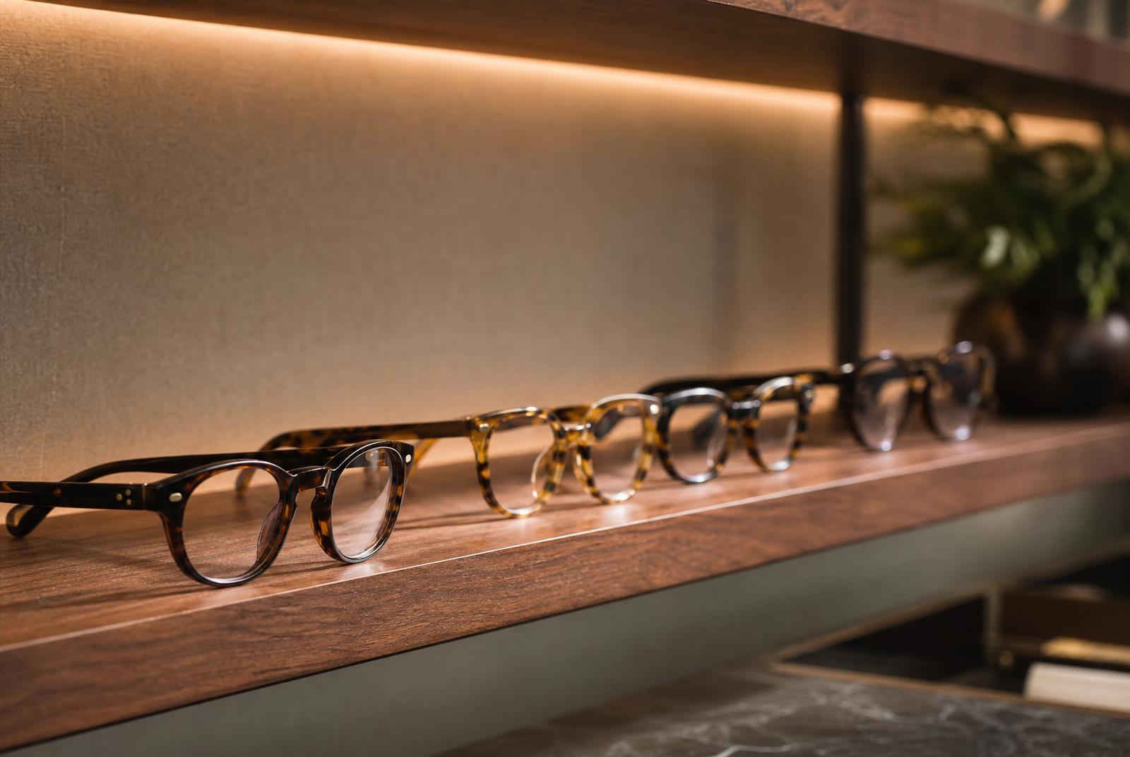 Premium designer eyeglass frames on display at Style Eyes boutique optical in Burlington